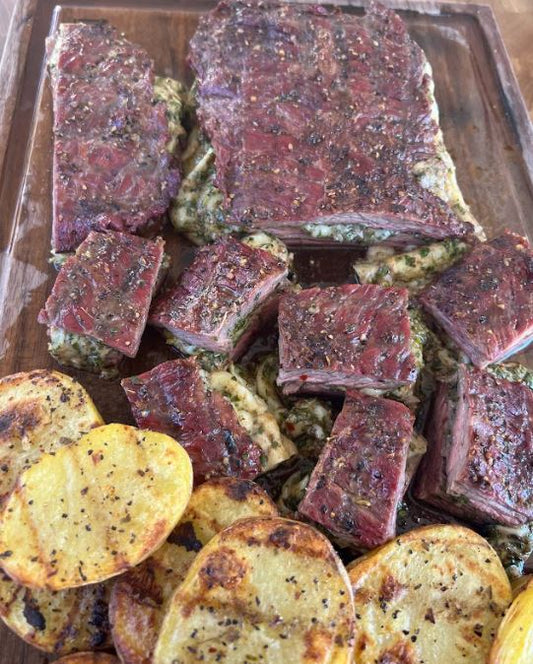 Chimichurri and Cheese Stuffed Skirt Steak